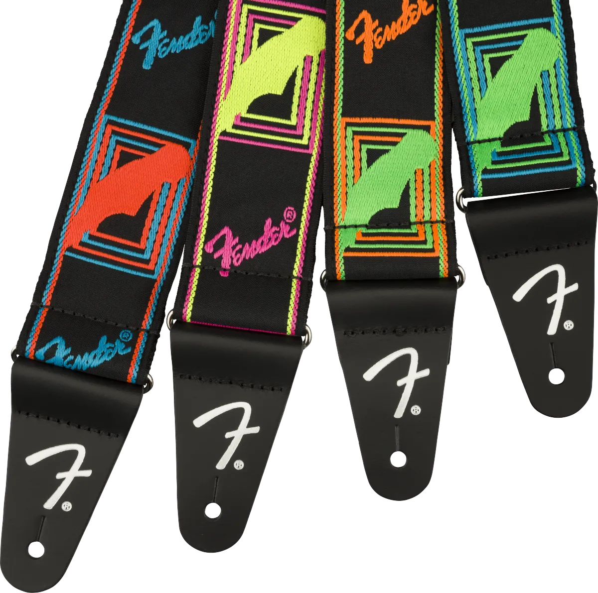 Fender Neon Monogrammed Strap - Green/Orange