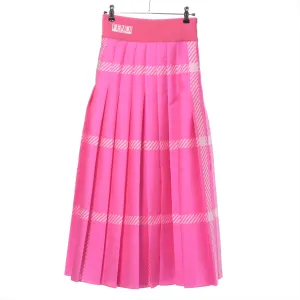 Fendi Pleated Check Print Midi Skirt Hot Pink