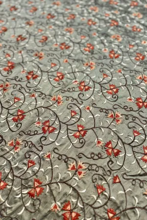 Fennel Seed/Multicolor Embroidered Dupioni Silk MED-200/4