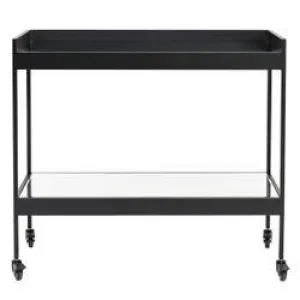 Fenton Mirrored Bar Cart - Black