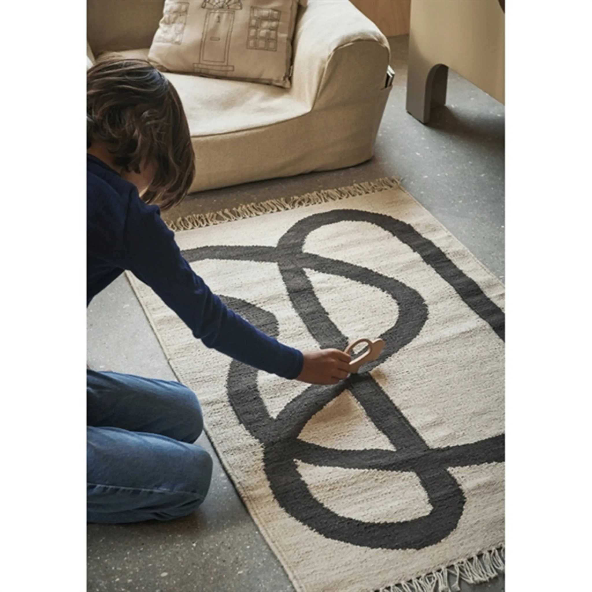 Ferm Living Lane Rug Off-White/Chocolate