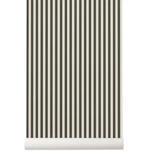 Ferm Living Thin Lines Wallpaper - Green/Off White