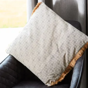 Fero Grey Fringed Filled Decorative Throw Scatter Cushion - 45 x 45cm