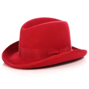 Ferrecci 100 % Wool Australian Firm Fur Felt Red Godfather Hat