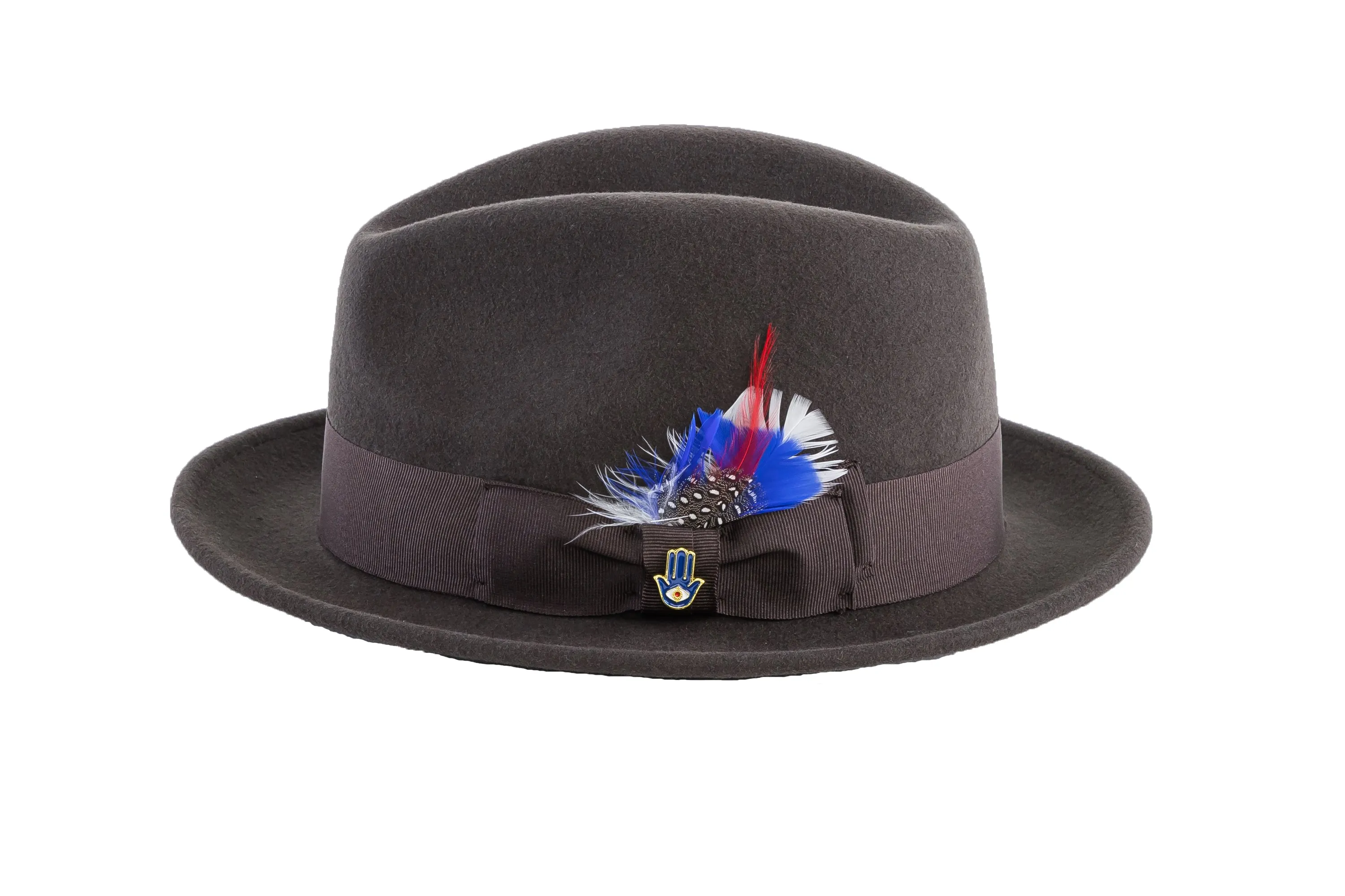 Ferrecci Brooks Trilby Soft 100% Australian Wool Felt Body with Removable Feather Fully Crushable brown hat Great for Travel