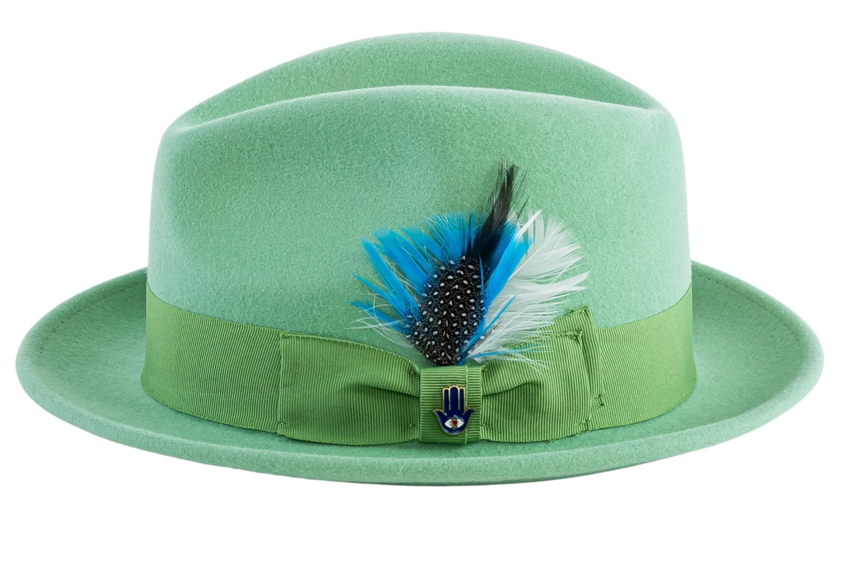 Ferrecci Brooks Trilby Soft 100% Australian Wool Felt Body with Removable Feather Fully Crushable Lime Green Hat Great for Travel