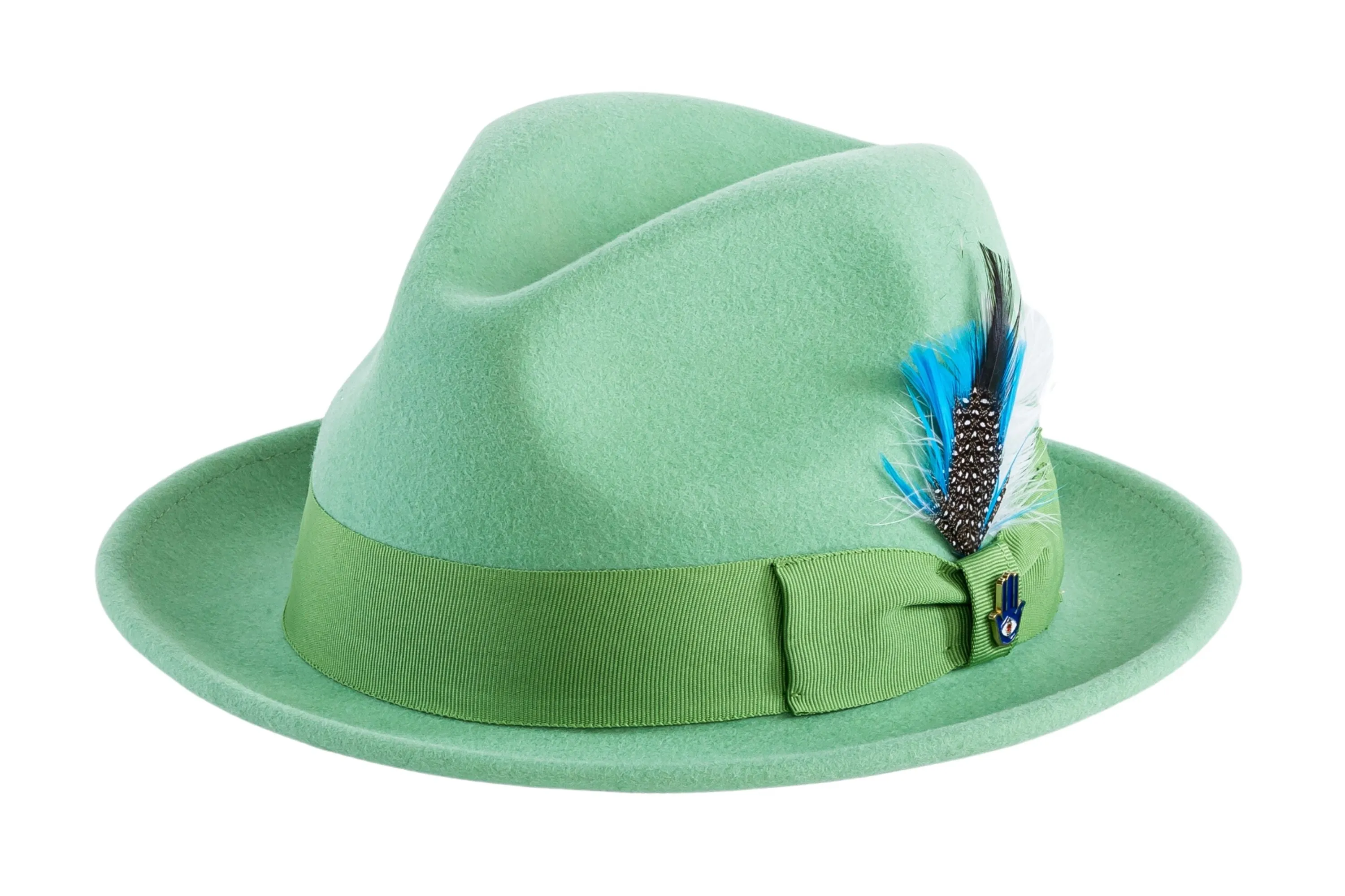 Ferrecci Brooks Trilby Soft 100% Australian Wool Felt Body with Removable Feather Fully Crushable Lime Green Hat Great for Travel