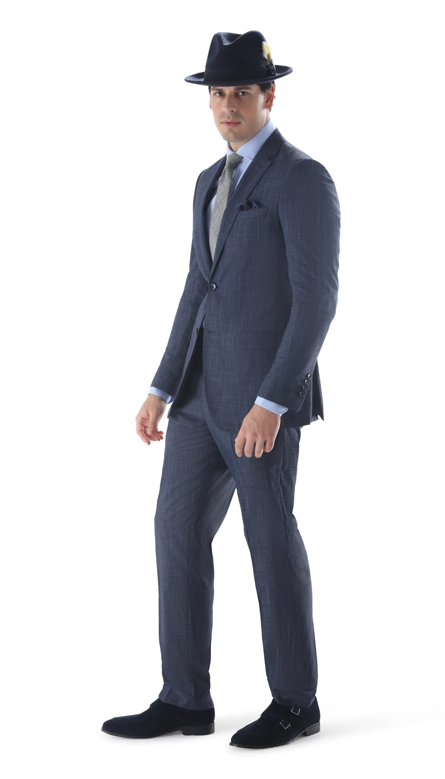 Ferrecci Mens 2 Button Slim Fit Navy Suit