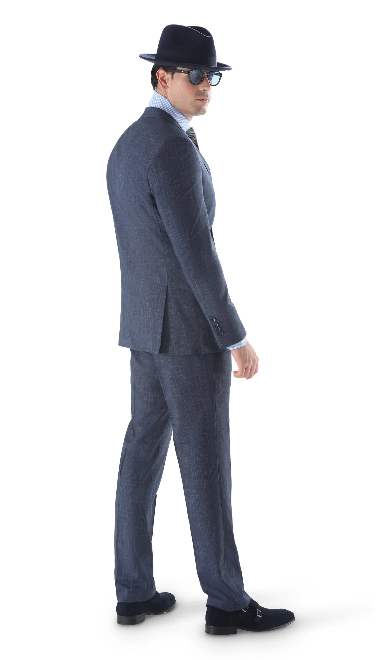 Ferrecci Mens 2 Button Slim Fit Navy Suit