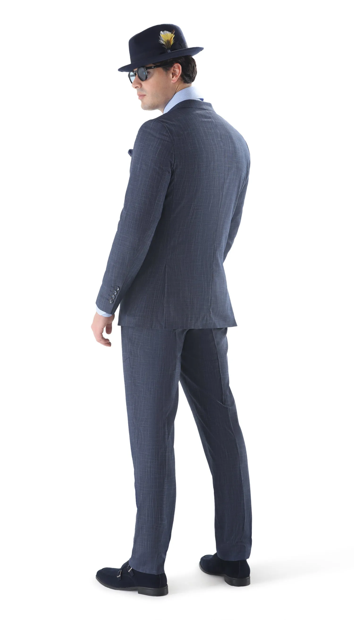 Ferrecci Mens 2 Button Slim Fit Navy Suit