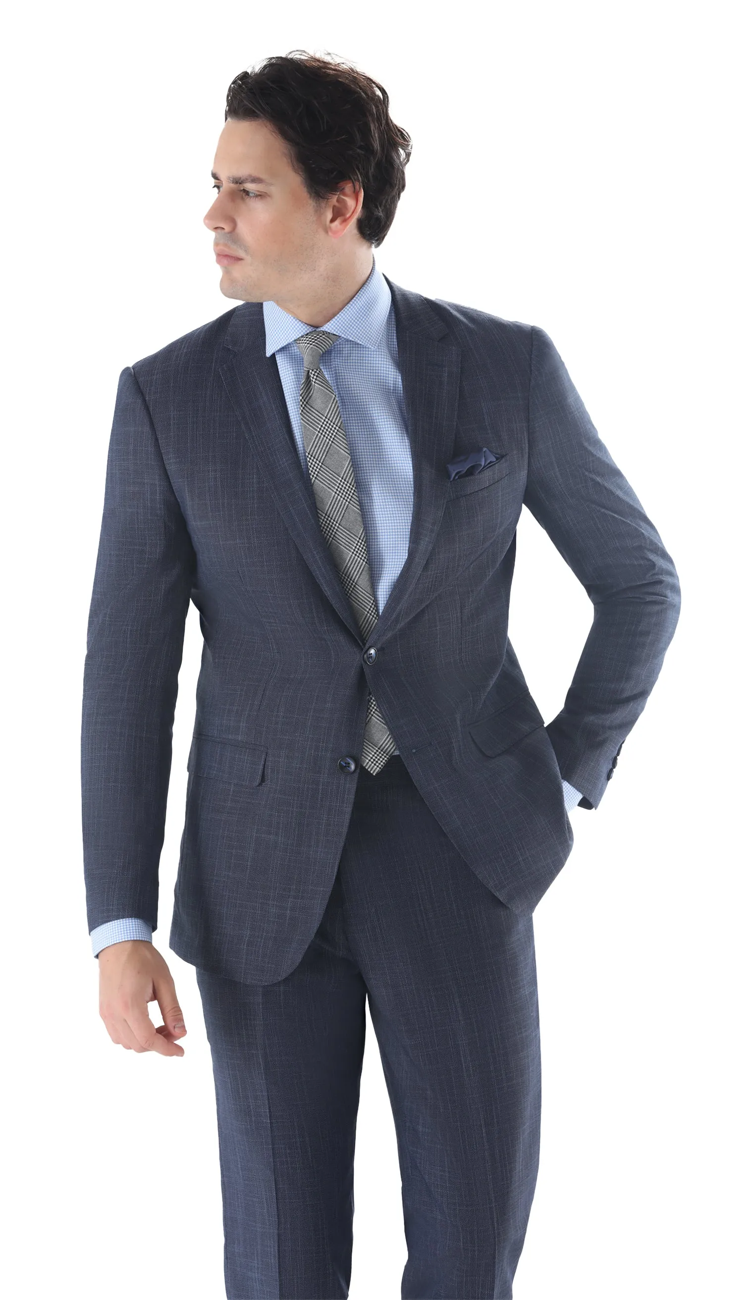 Ferrecci Mens 2 Button Slim Fit Navy Suit