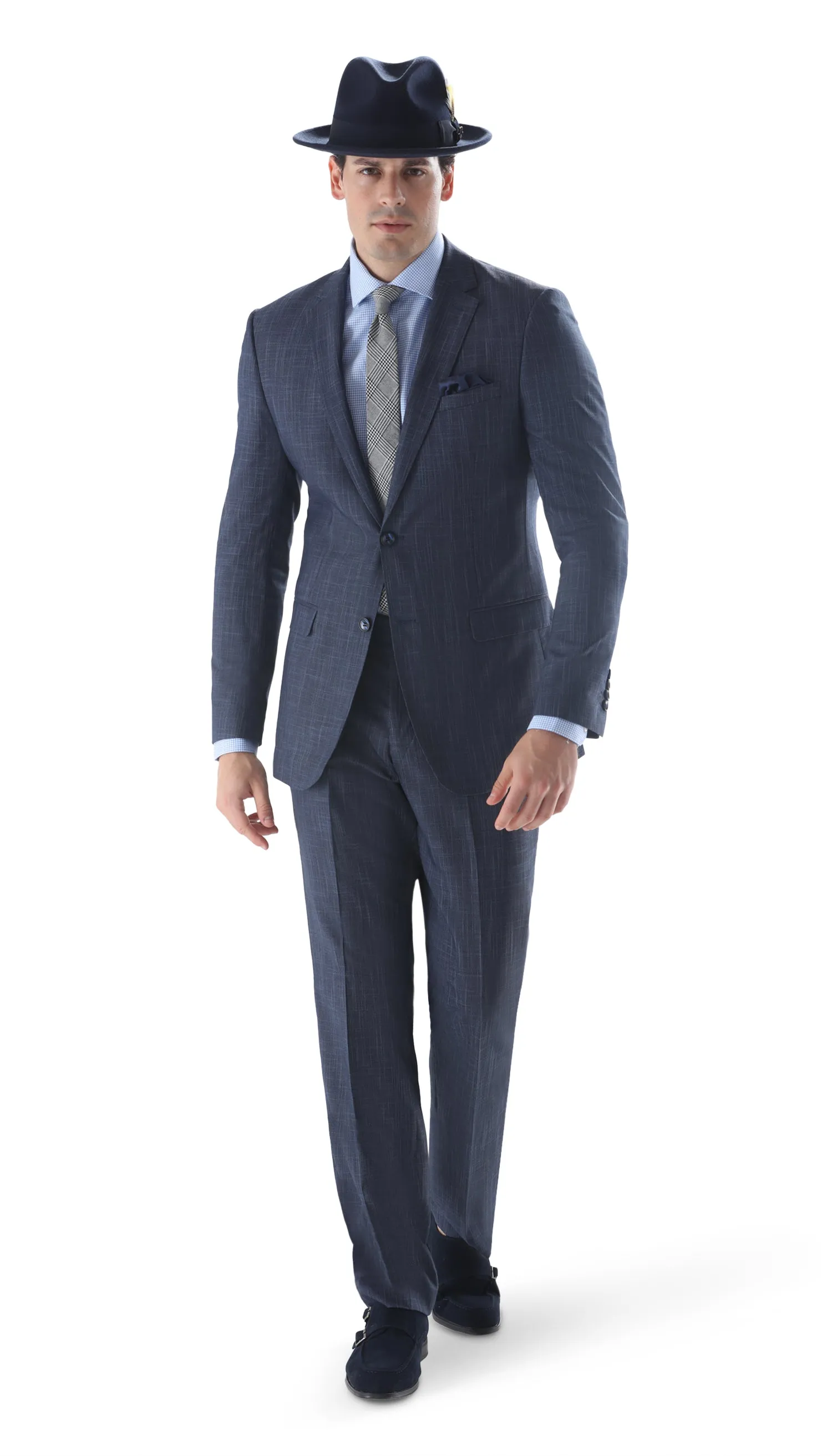 Ferrecci Mens 2 Button Slim Fit Navy Suit