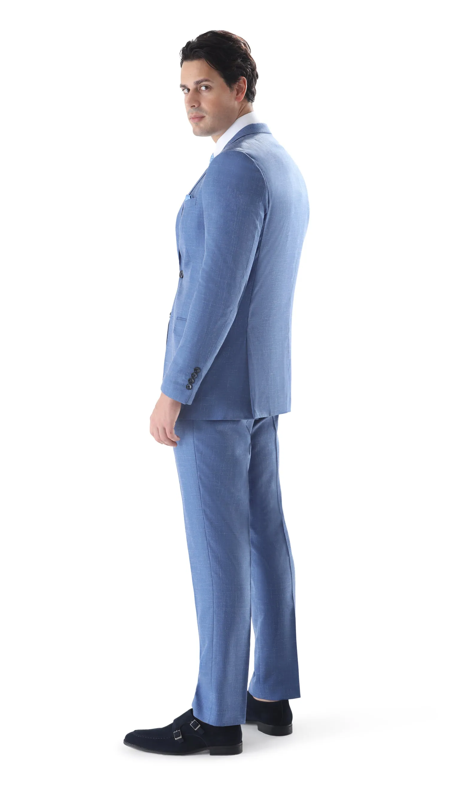 Ferrecci Men's 2 Button Slim Fit Sky Blue Suit