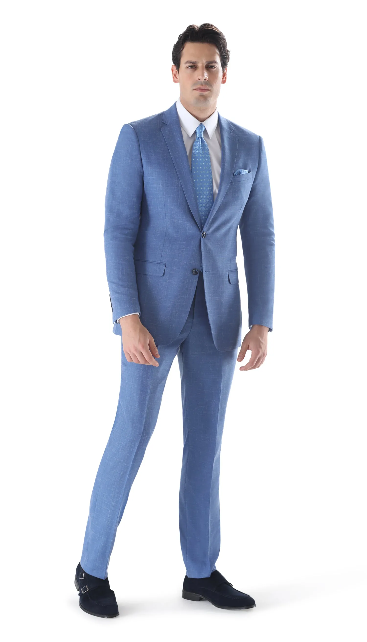 Ferrecci Men's 2 Button Slim Fit Sky Blue Suit