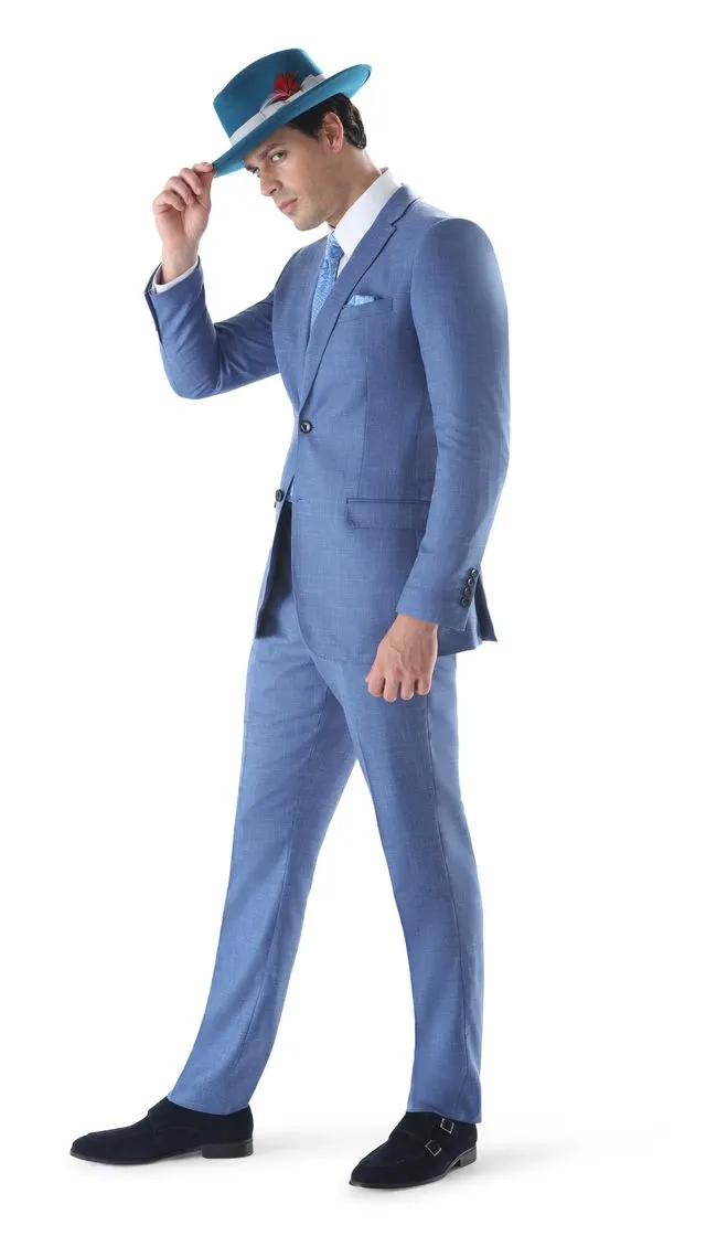 Ferrecci Men's 2 Button Slim Fit Sky Blue Suit