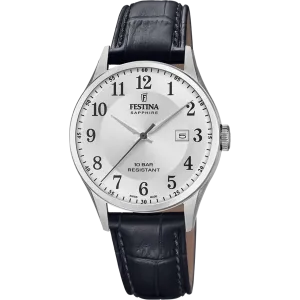 Festina Swiss Made Leather Analog Mens Watch I Model F20007/1 Quartz Movement