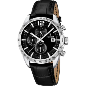 Festina Timeless Chronograph Leather Chronograph Mens Watch I Model F16760/4 Quartz Movement