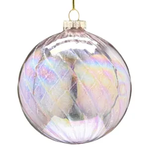 Festive 10cm Pink Shimmer Glass Bauble