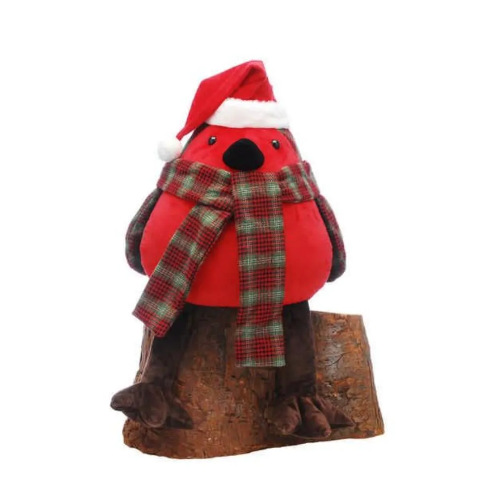 Festive 50cm Tartan Robin with Red Breast