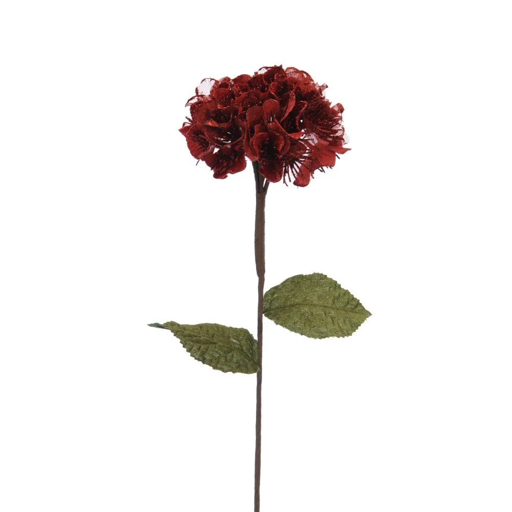 Festive 60cm Red Artificial Hydrangea Stem