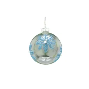 Festive 8cm Clear Blue Glitter Snowball Bauble