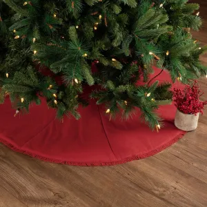 Festive Burlap Red Tree Skirt 48"