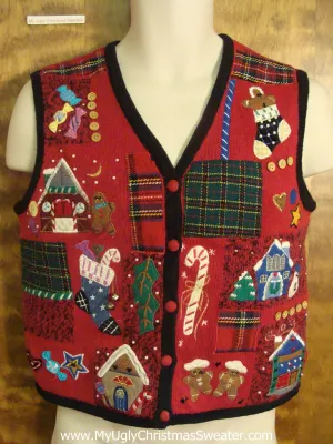 Festive Holiday Favorites Funny Ugly Sweater Vest for a Christmas Party