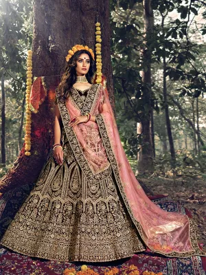 Festive Maroon Semi Stitched Lehenga With Unstitched Blouse