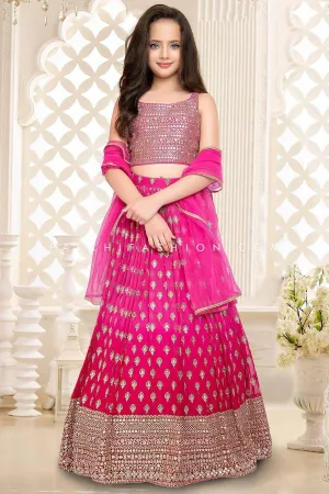 Festive Pink Ombre Girls Designer Lehenga Choli