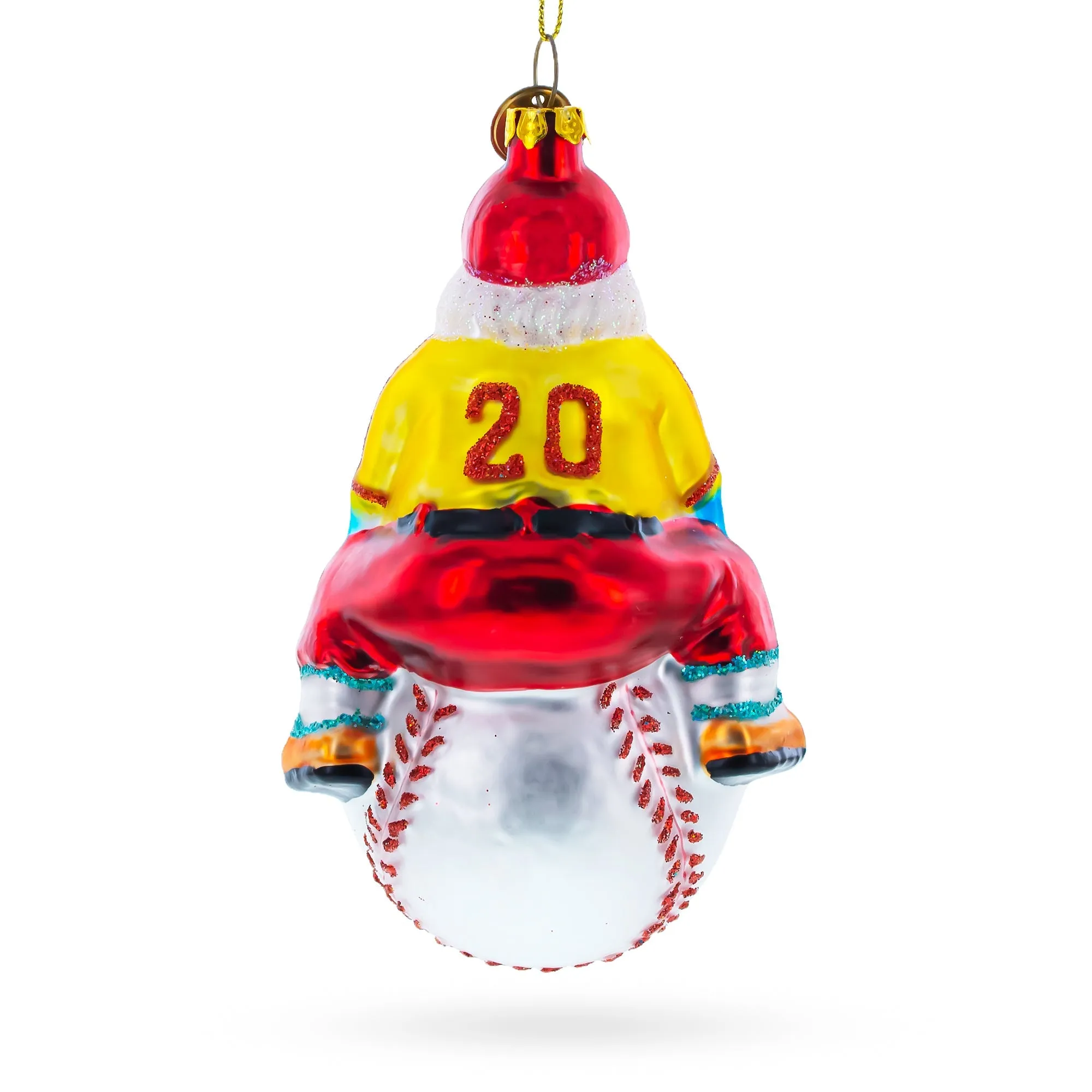 Festive Santa Baseball Player - Handcrafted Blown Glass Christmas Ornament