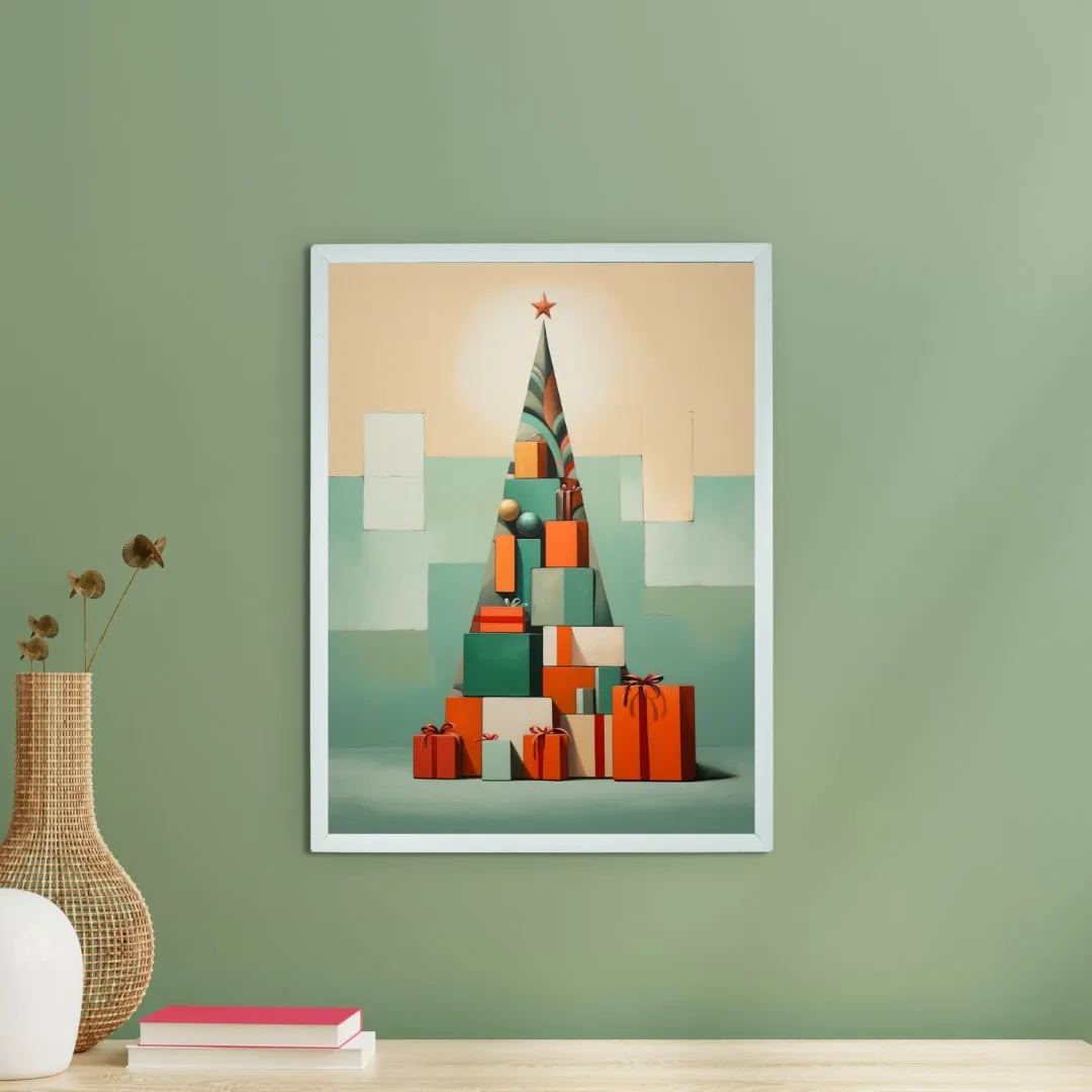 Festive Triangles: Sowpeace's Joyful Handcrafted Wall Art – Premium Indian-Inspired Canvas Prints for Stylish Holiday Decoration