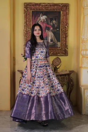 Festive Wear Printed Purple Color Gown