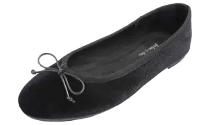 Feversole Women's Macaroon Faux Suede Memory Foam Cushion Insock Soft Ballet Flat Velvet Black