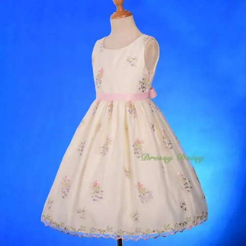 FG337 Scalloped Hemline Embroidered Pageant Wedding Flower Girl Dresses Size 2-14