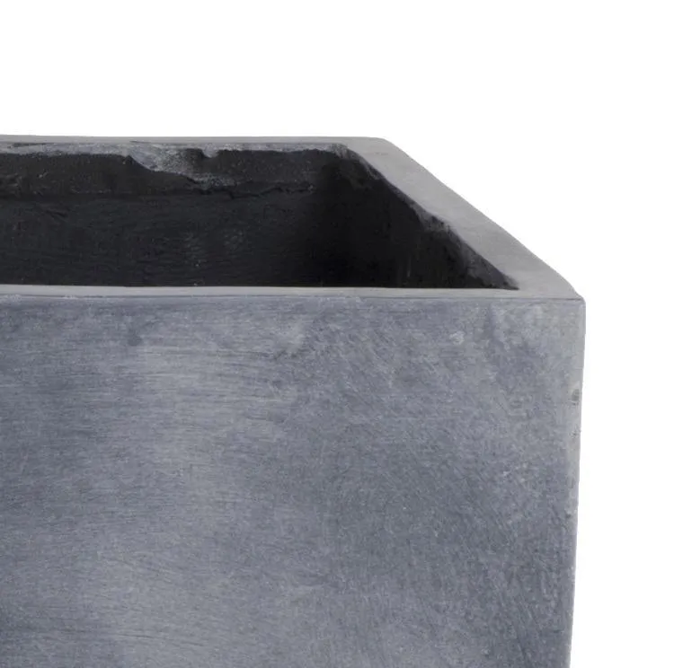 Fiberglass Cube Planter with Lead Finish - 24"W