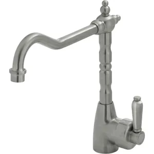 Fienza Eleanor Shepherds Crook Sink Mixer - Brushed Nickel / Brushed Nickel