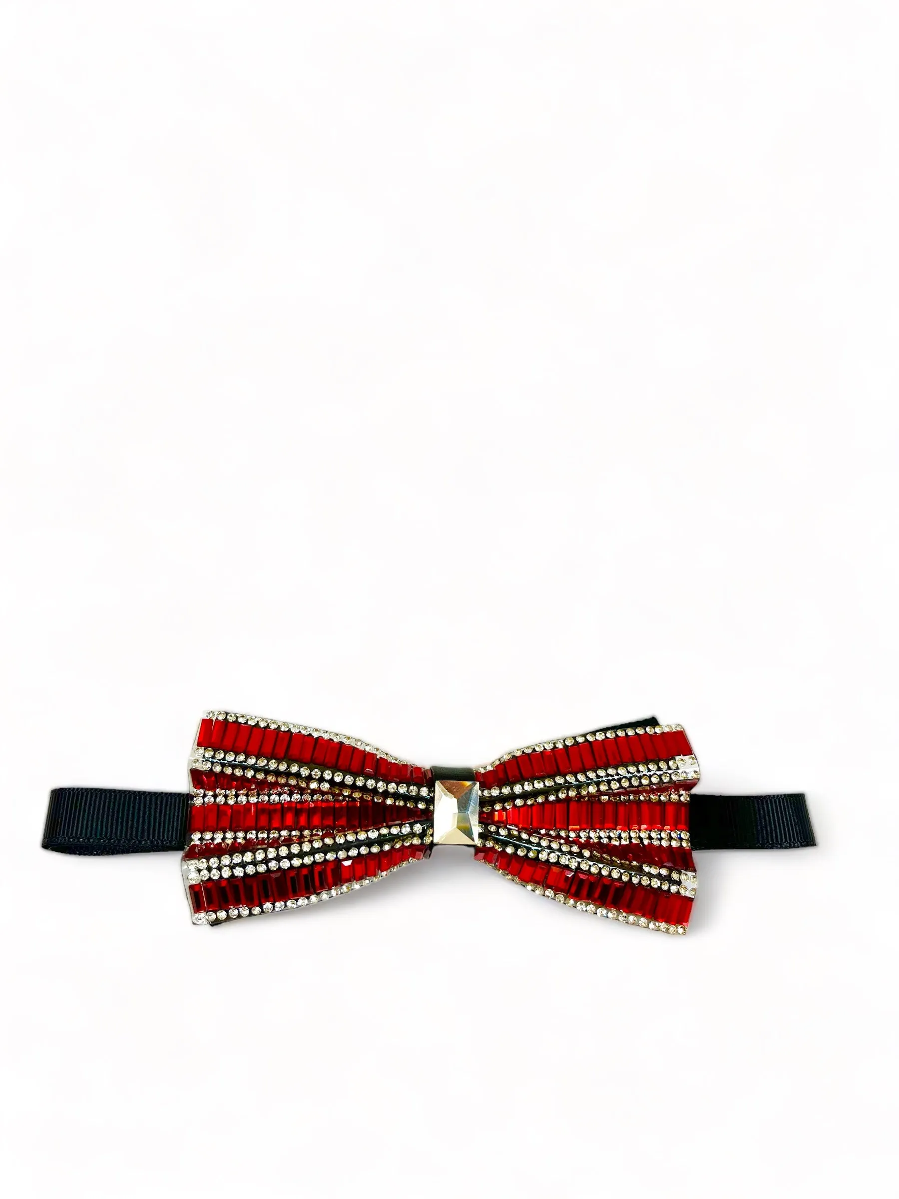 Fiery Red Jeweled Bow Tie