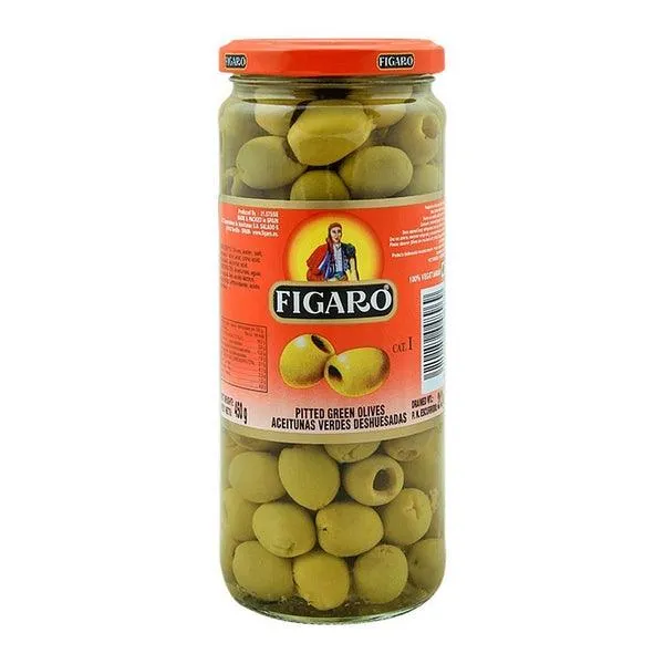 FIGARO PITTED GREEN OLIVES 450G