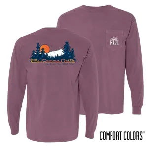 FIJI Comfort Colors Berry Retro Wilderness Long Sleeve Pocket Tee