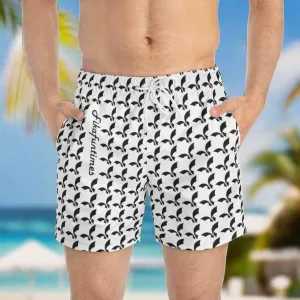 Fikafuntimes Logo Print Side Slant Pocket Drawsting Waist Swim Trunk