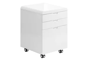 File Cabinet, Rolling Mobile, Storage Drawers, Printer Stand, Office, Work, Glossy Contemporary, Modern - White