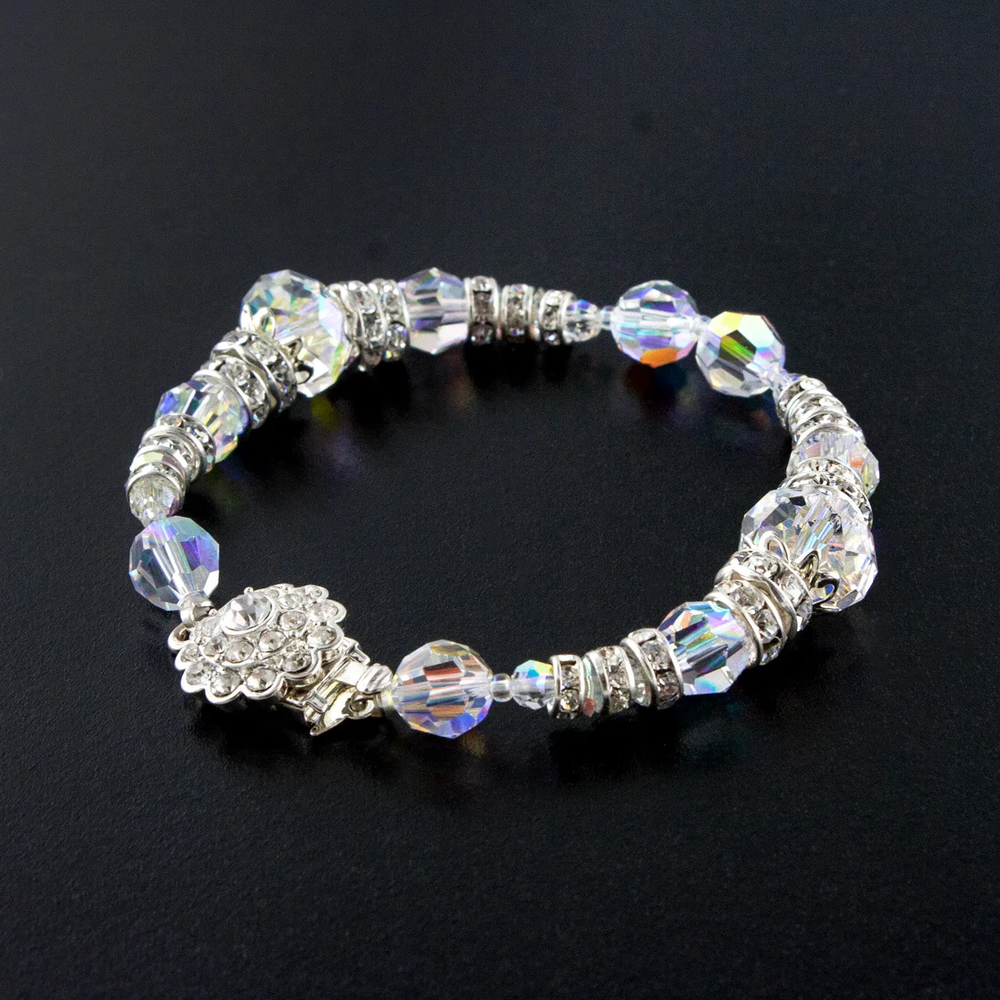 Filigree Accented Beaded Crystal Bracelet