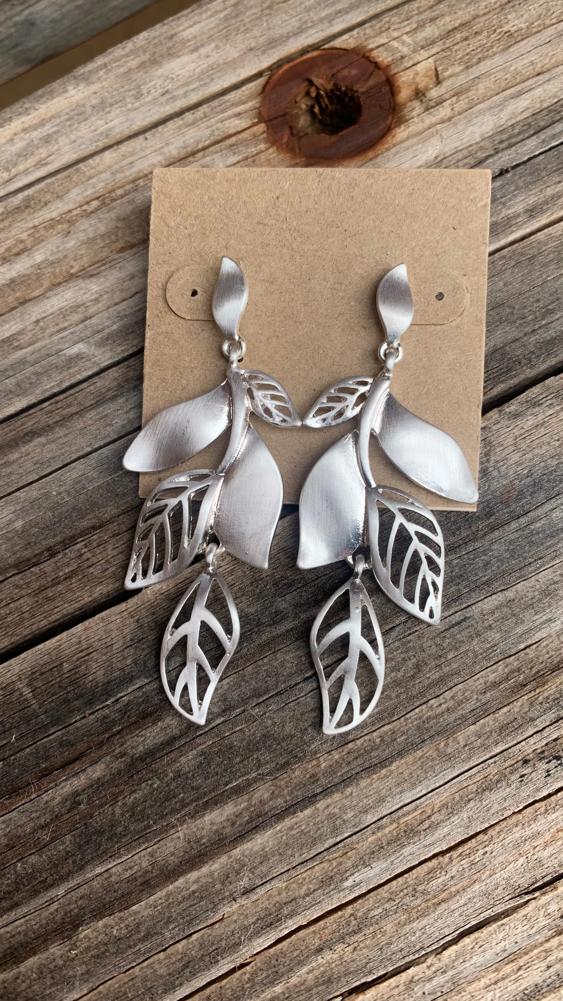 Filigree Leaf Design Drop Earrings