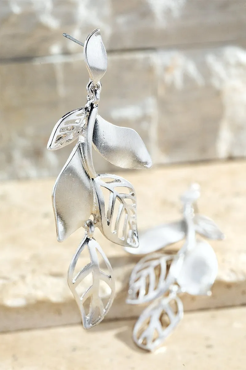 Filigree Leaf Design Drop Earrings