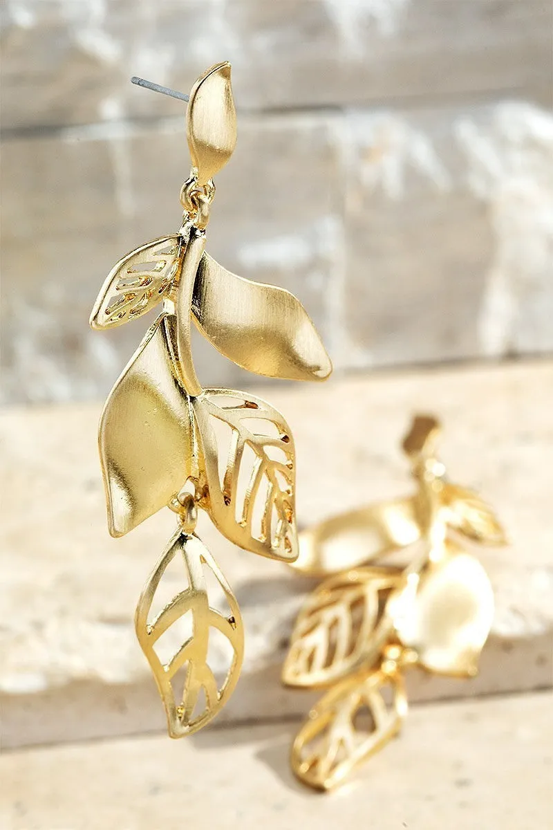 Filigree Leaf Design Drop Earrings