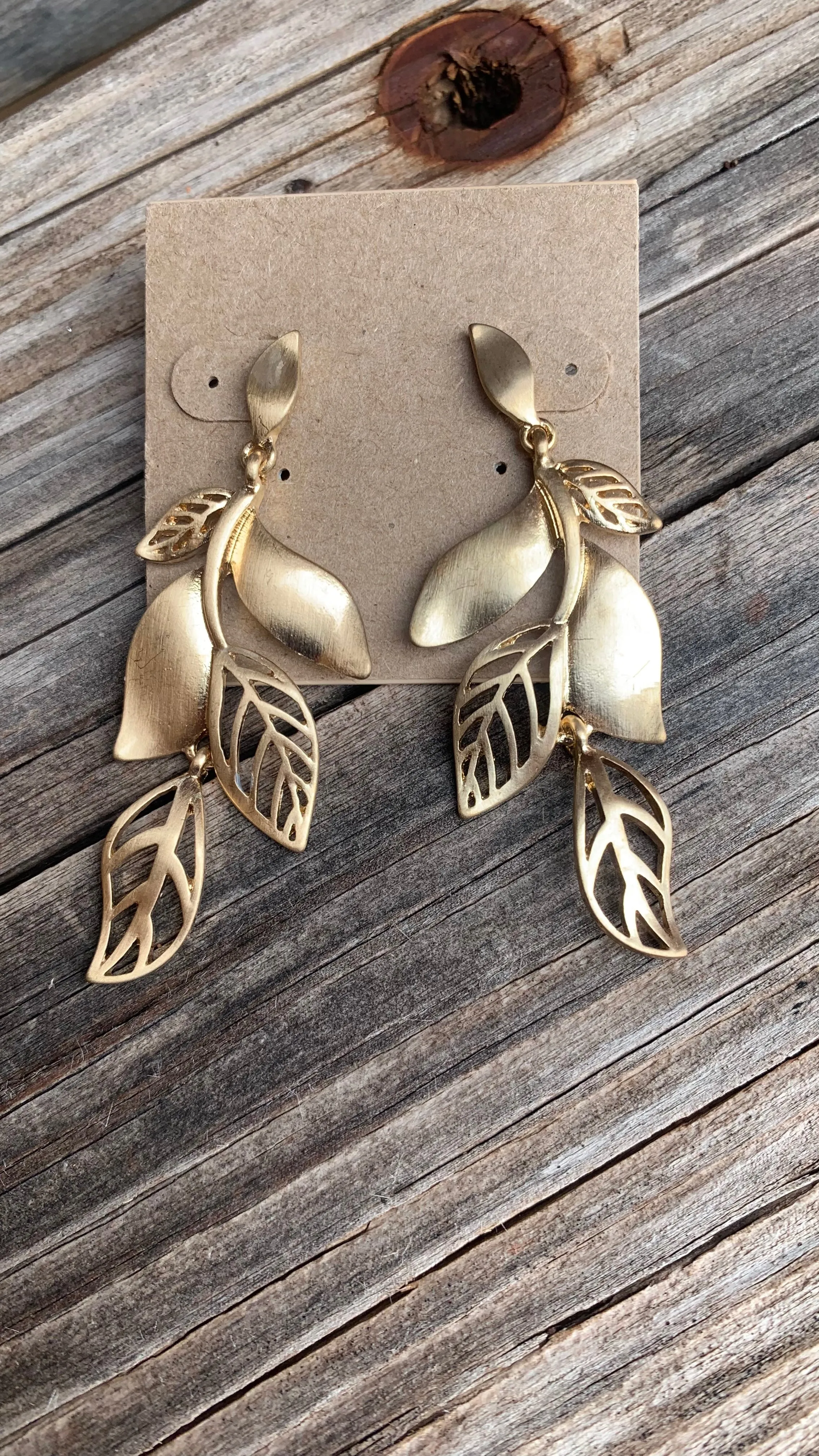 Filigree Leaf Design Drop Earrings