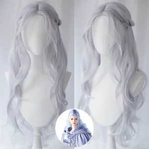 Final Fantasy XIV Endwalker FF14 Venat Hydaelyn Light Blue Gray Cosplay Wig