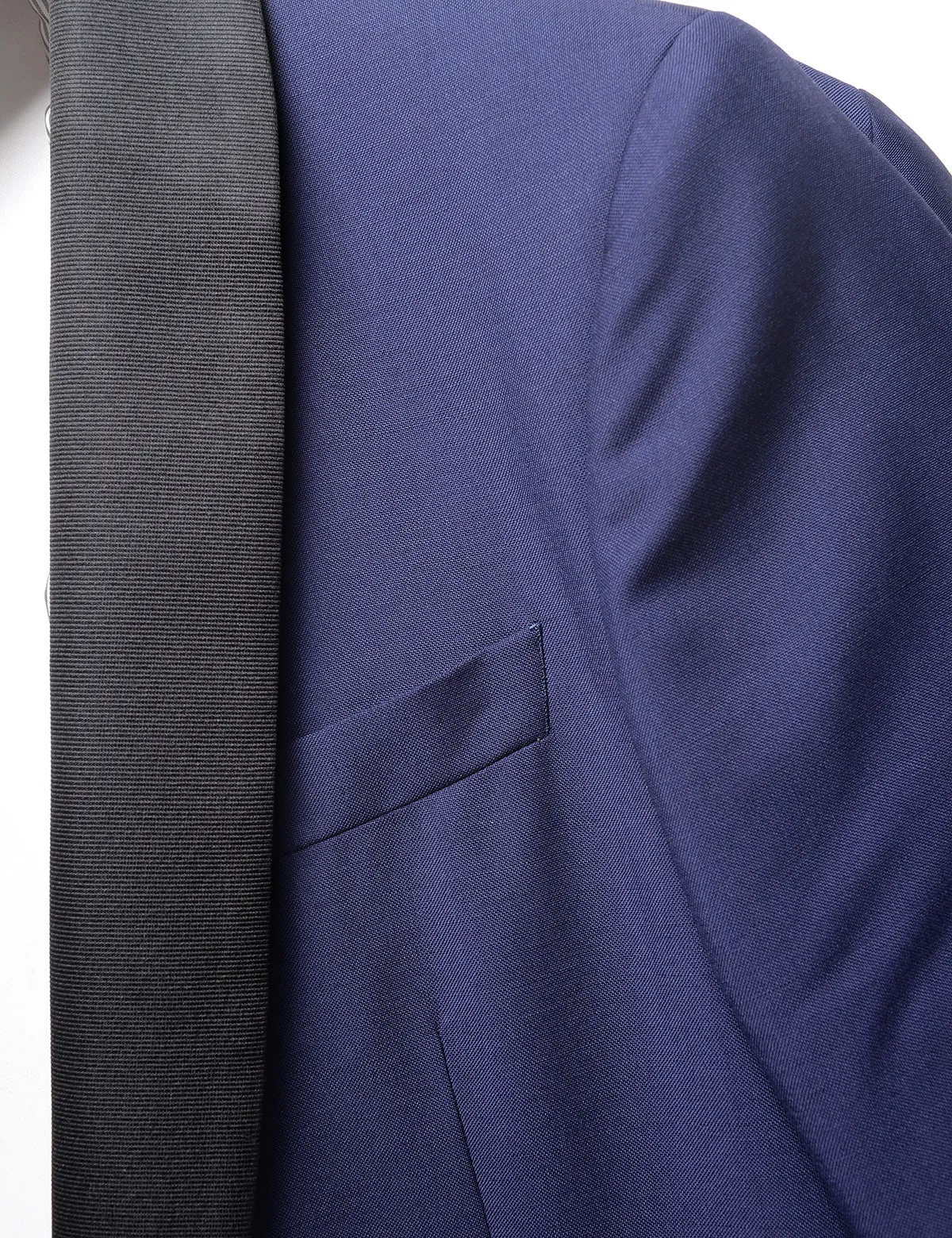 FINAL SALE: 2020 Version BKT50 Shawl Collar Tuxedo Jacket in Wool / Mohair - Ink Blue with Grosgrain Lapel