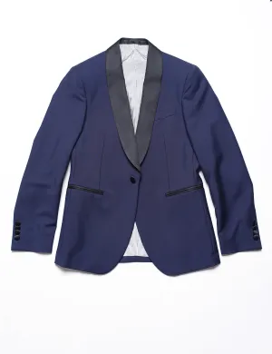 FINAL SALE: 2020 Version BKT50 Shawl Collar Tuxedo Jacket in Wool / Mohair - Ink Blue with Grosgrain Lapel