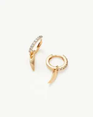 Fine Diamond Claw Charm Hoop Earrings | 14ct Solid Gold